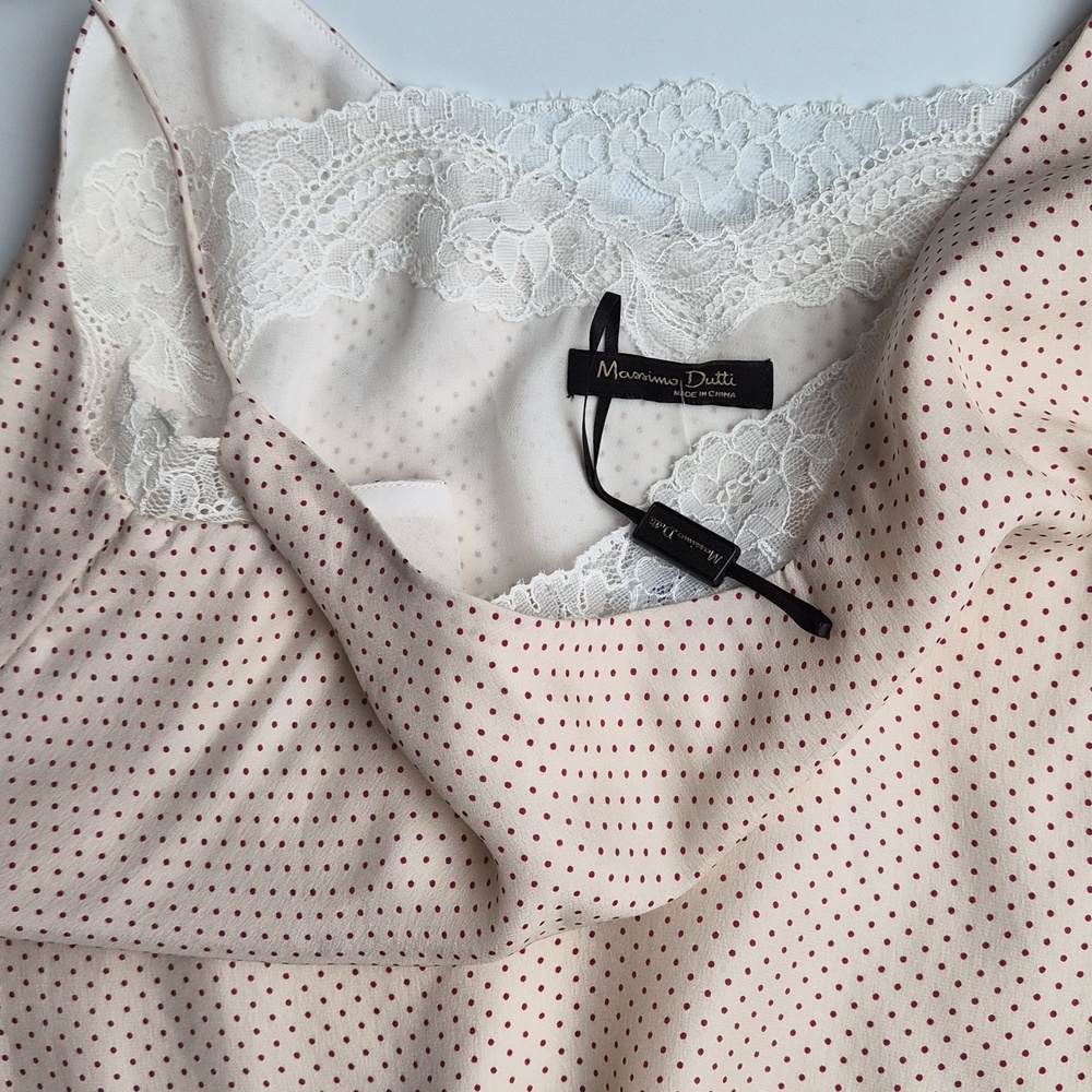 Massimo Dutti 100% mulberry silk Polka Dot & Lace Trim Camisole - Picture 9 of 12